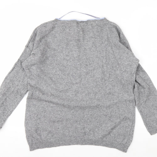 Benedetta B Womens Grey 'OK!' Crew Neck Wool Cashmere Jumper XL