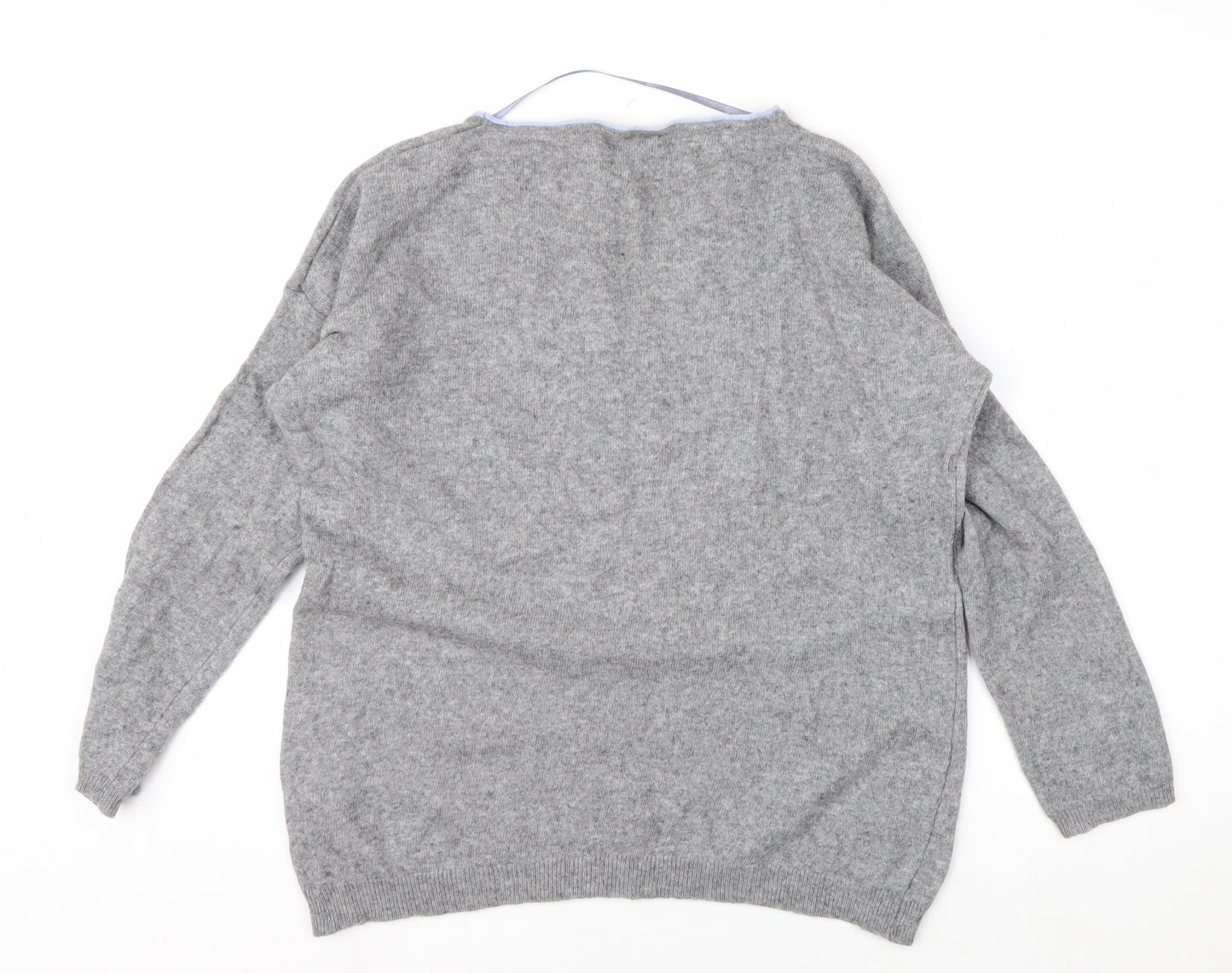 Benedetta B Womens Grey 'OK!' Crew Neck Wool Cashmere Jumper XL