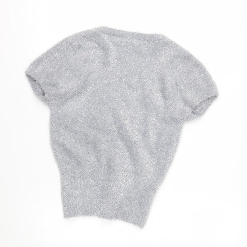 Next Women’s Grey Metallic Short Sleeve Pullover Jumper XS