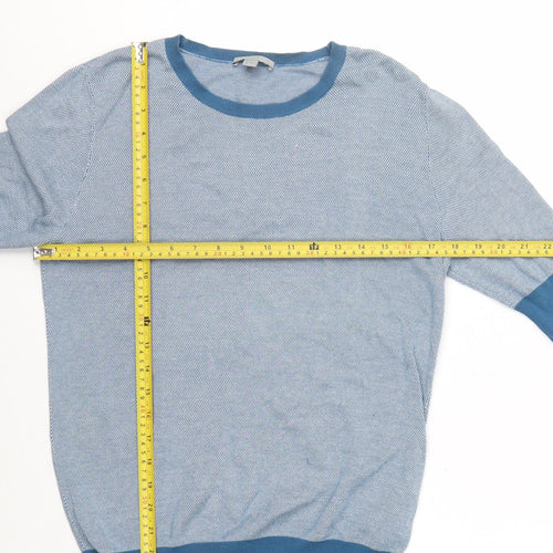 COS Women Blue Cotton 3/4 Sleeve Crew Neck Pullover Jumper Size 12
