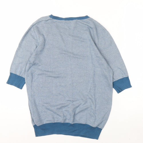 COS Women Blue Cotton 3/4 Sleeve Crew Neck Pullover Jumper Size 12