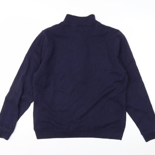 Green Lamb Women's Blue Argyle 1/2 Zip Knit Jumper Size 14
