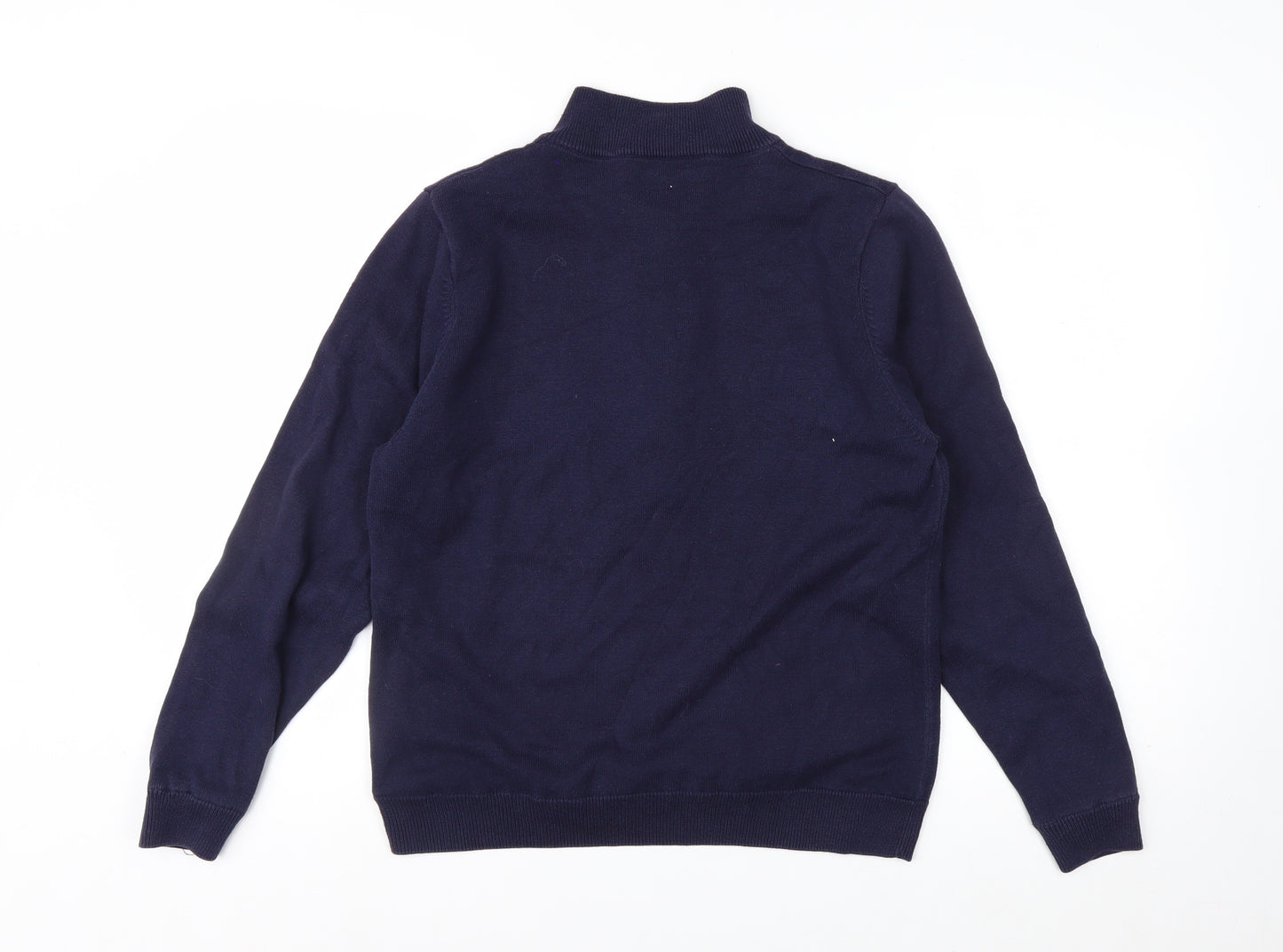 Green Lamb Women's Blue Argyle 1/2 Zip Knit Jumper Size 14