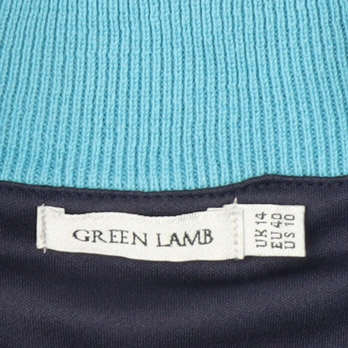 Green Lamb Women's Blue Argyle 1/2 Zip Knit Jumper Size 14