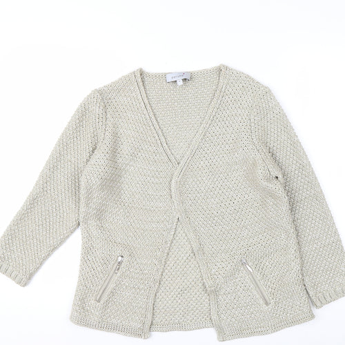Marks and Spencer Per Una Women Beige Size 10 Chunky Knit Cardigan