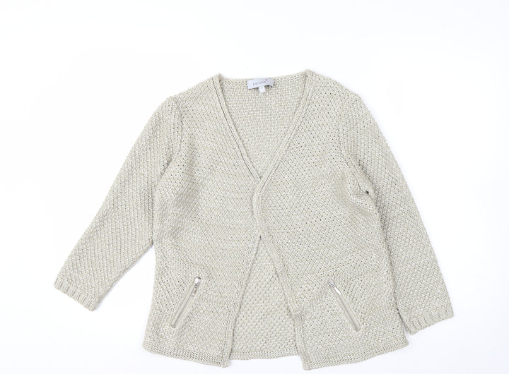 Marks and Spencer Per Una Women Beige Size 10 Chunky Knit Cardigan