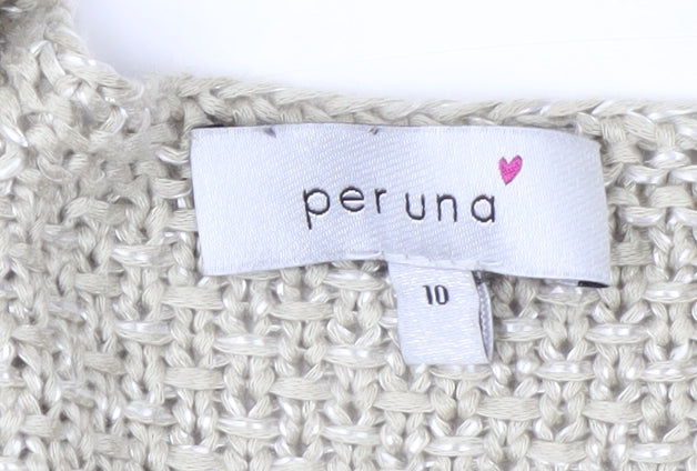 Marks and Spencer Per Una Women Beige Size 10 Chunky Knit Cardigan
