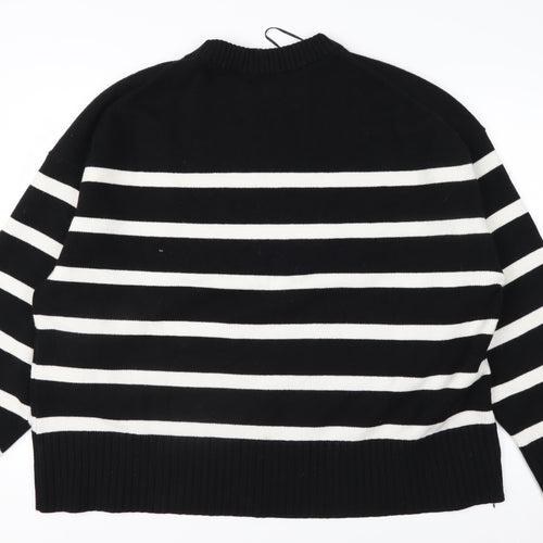 H&M Women's Black White Striped Crew Neck 3XL Pullover Jumper
