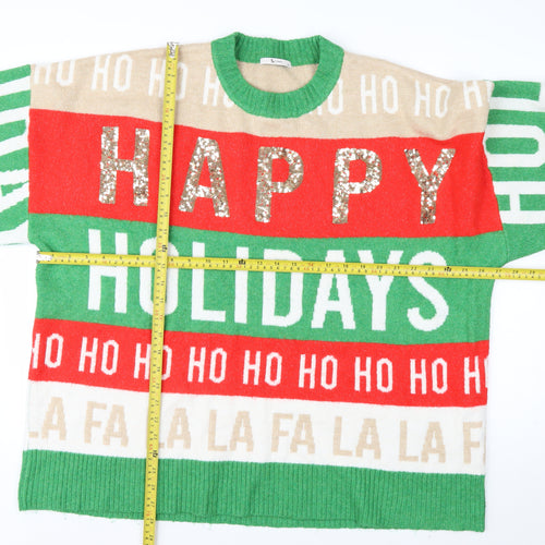 Tu Men’s Multicoloured Christmas Sequin Pullover Jumper XL