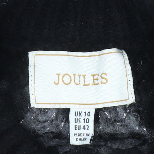 Joules Women Grey Fair Isle Crew Neck Chunky Knit Jumper Size 14
