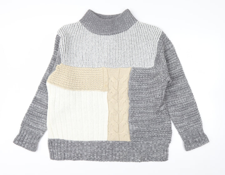 Cotton Traders Women's Grey Roll Neck Chunky Knit Jumper Size 18