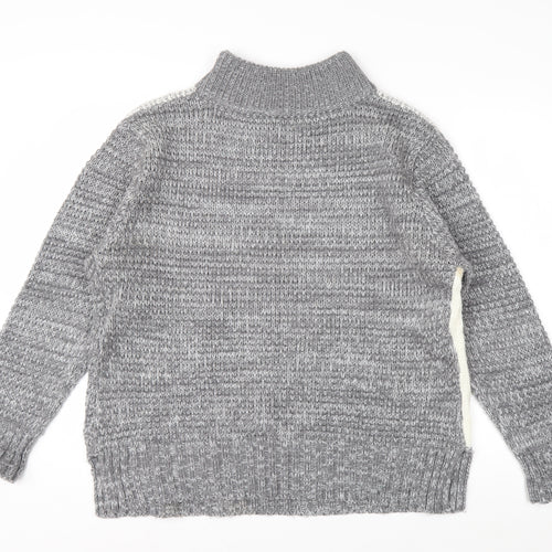 Cotton Traders Women's Grey Roll Neck Chunky Knit Jumper Size 18