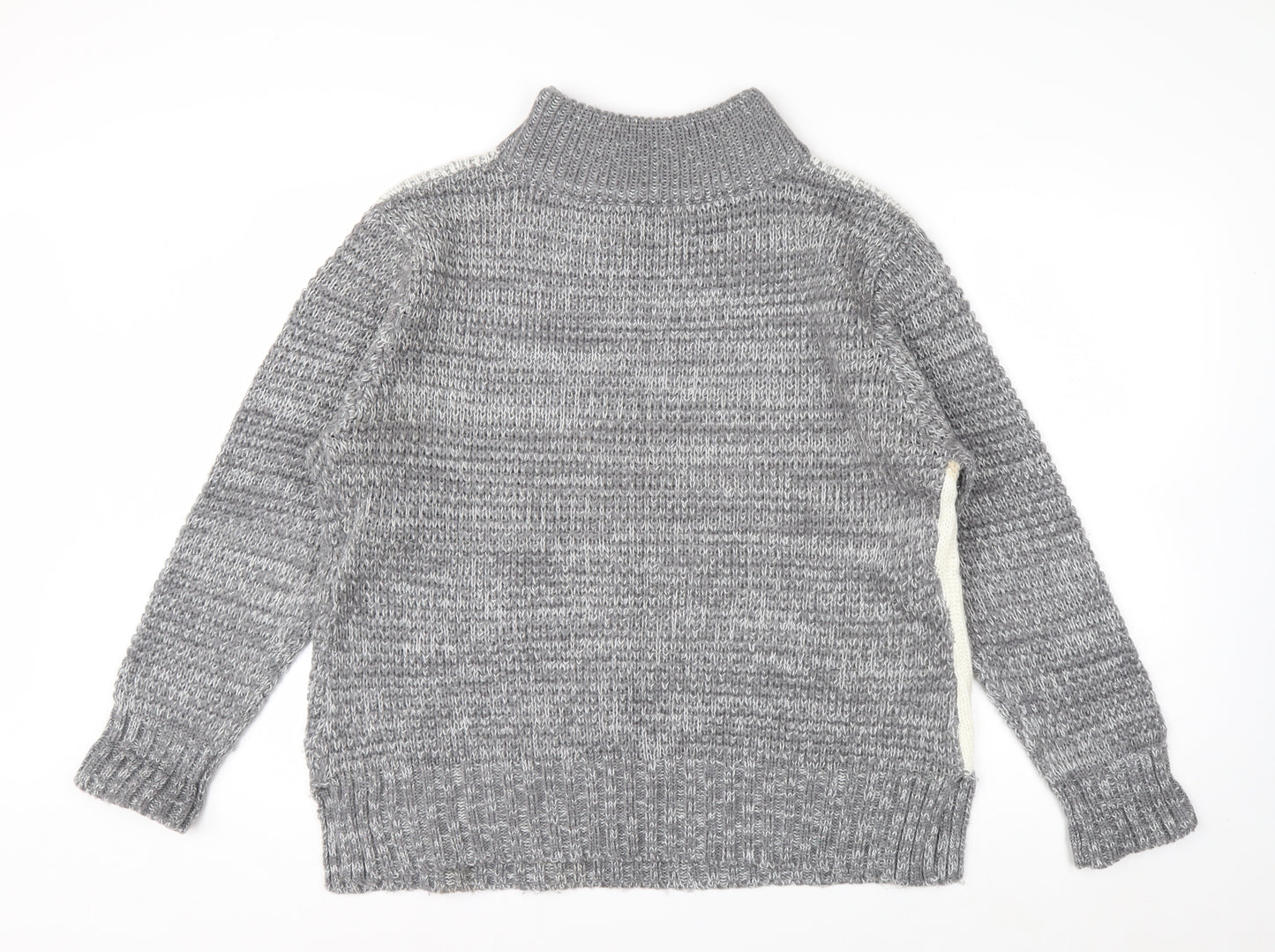 Cotton Traders Women's Grey Roll Neck Chunky Knit Jumper Size 18