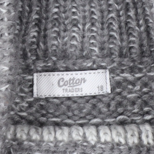 Cotton Traders Women's Grey Roll Neck Chunky Knit Jumper Size 18