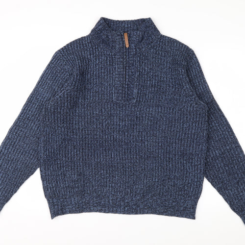 Mountain Warehouse Men’s Blue Half Zip Chunky Knit Jumper L