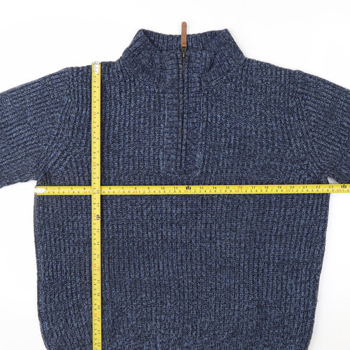Mountain Warehouse Men’s Blue Half Zip Chunky Knit Jumper L