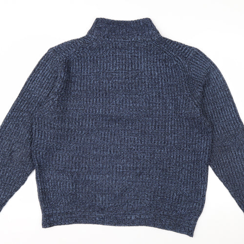 Mountain Warehouse Men’s Blue Half Zip Chunky Knit Jumper L