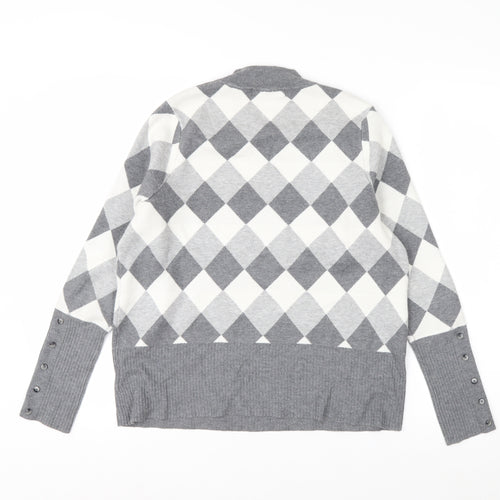 Marks and Spencer Women’s Grey Argyle Crew Neck Jumper Size 16