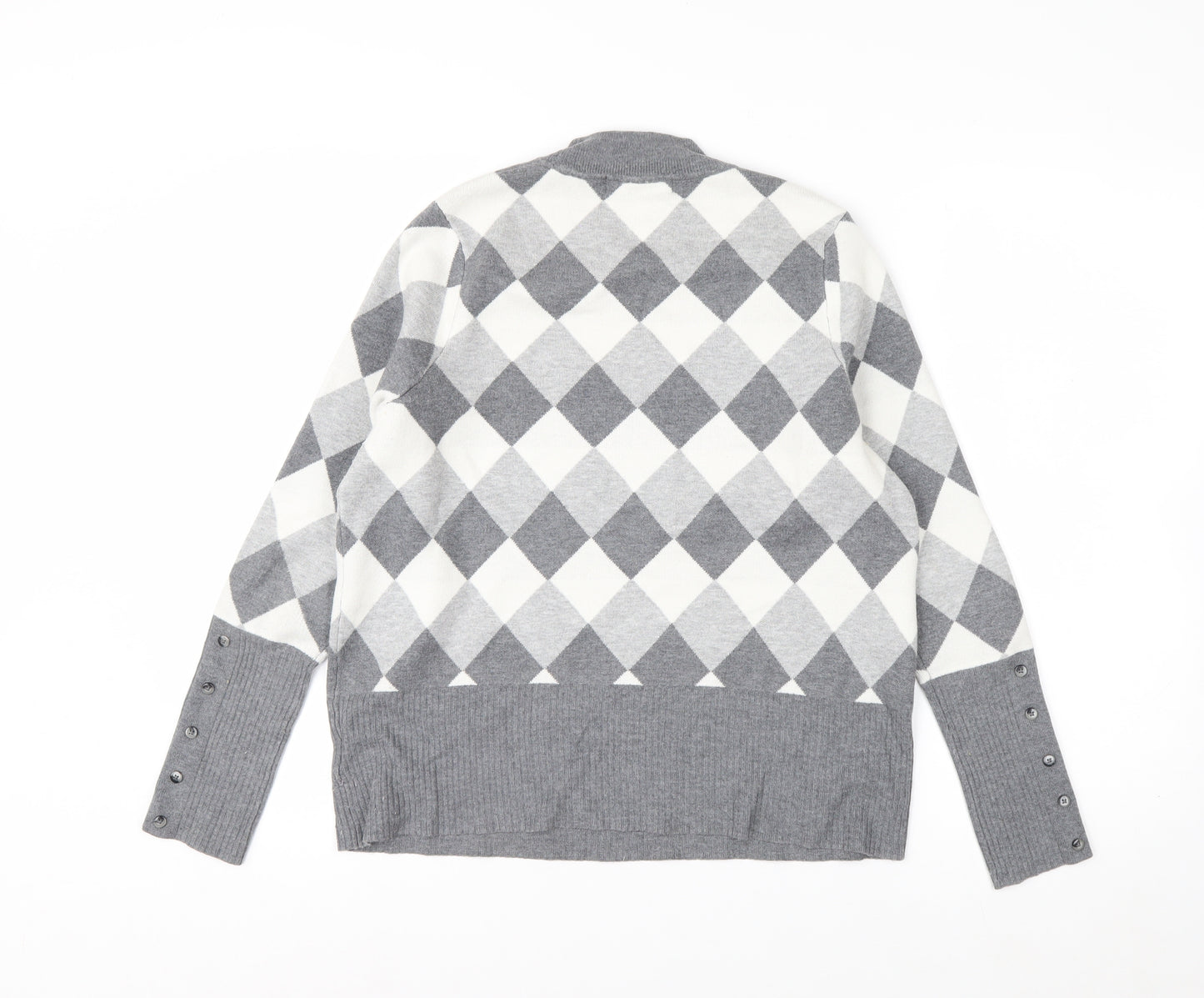Marks and Spencer Women’s Grey Argyle Crew Neck Jumper Size 16