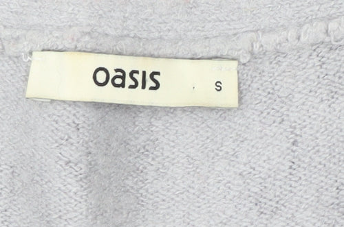 Oasis Women's Grey Animal Print V-Neck Knit Jumper Size S