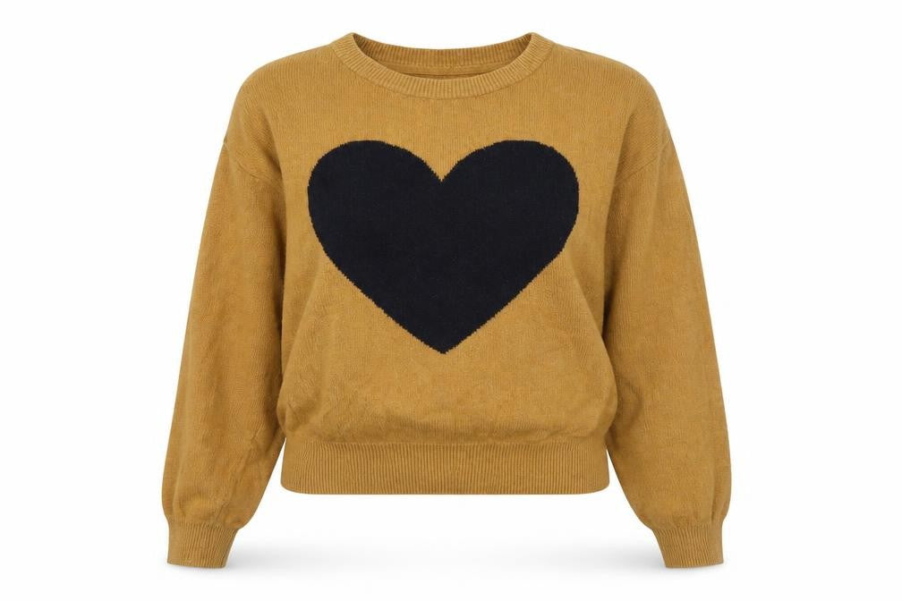 GAP Kids Brown Heart Knit Crew Neck Jumper Teen Size 10