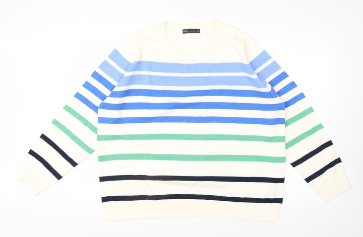 Marks and Spencer Women's Multicoloured Striped Pullover Jumper Size 22