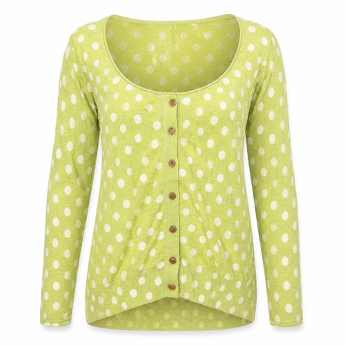 White Stuff Women’s Green Polka Dot Cotton Cardigan Size 8