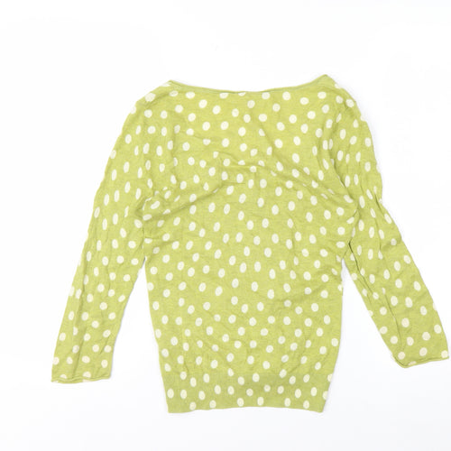 White Stuff Women’s Green Polka Dot Cotton Cardigan Size 8
