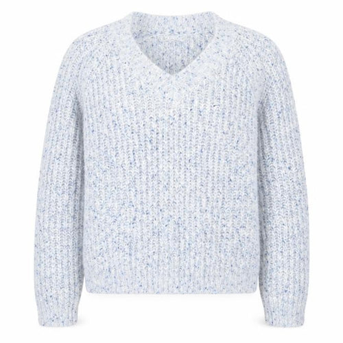 Bonmarché Women's Blue Chunky-Knit V-Neck Jumper Size 14/16