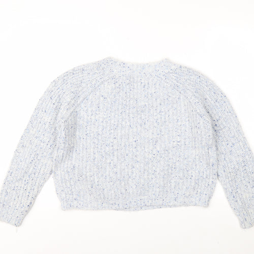Bonmarché Women's Blue Chunky-Knit V-Neck Jumper Size 14/16