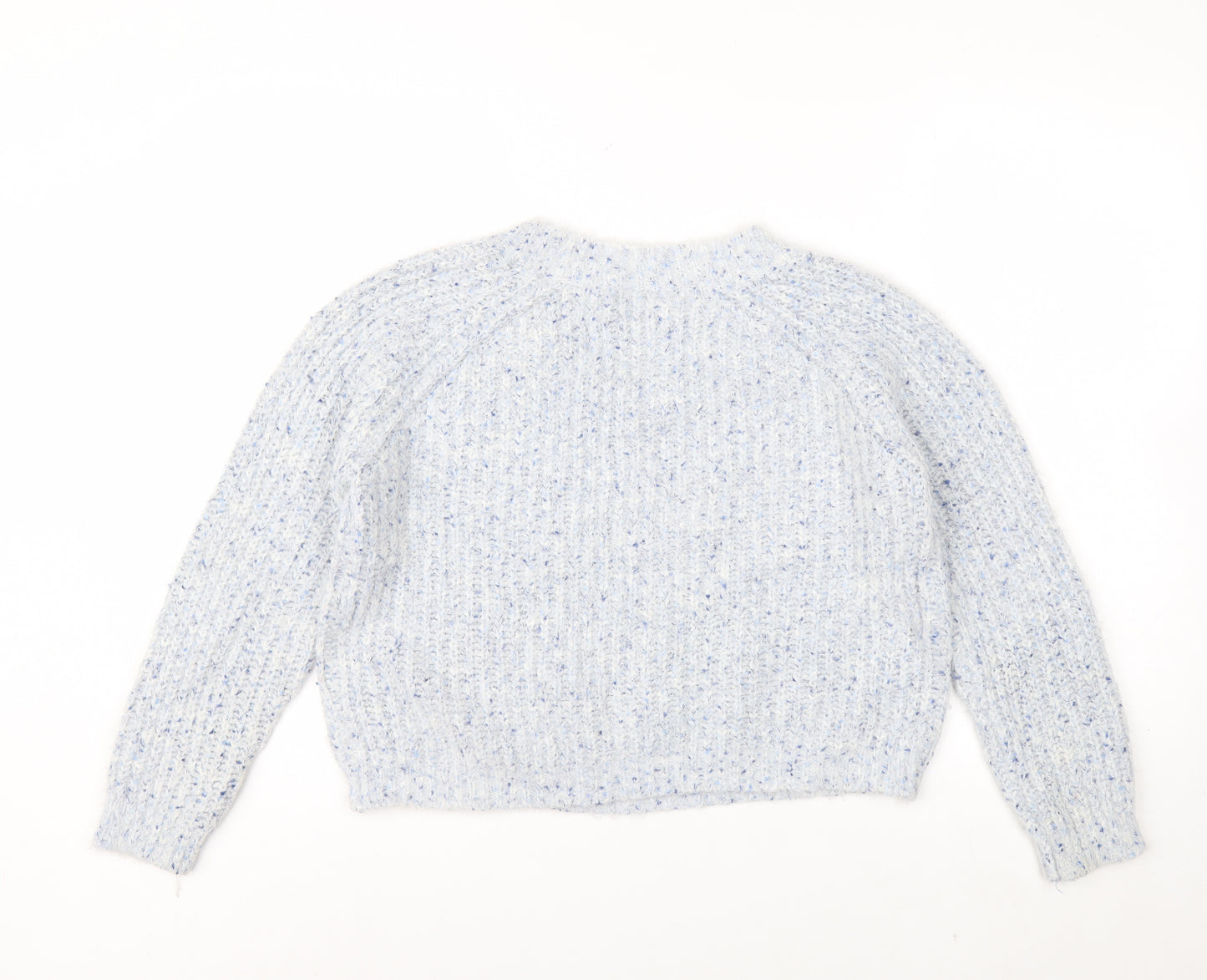 Bonmarché Women's Blue Chunky-Knit V-Neck Jumper Size 14/16