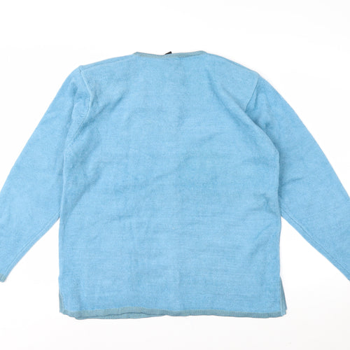 Avant Garde Women Blue M/L Cardigan Embroidered Knit Long Sleeve