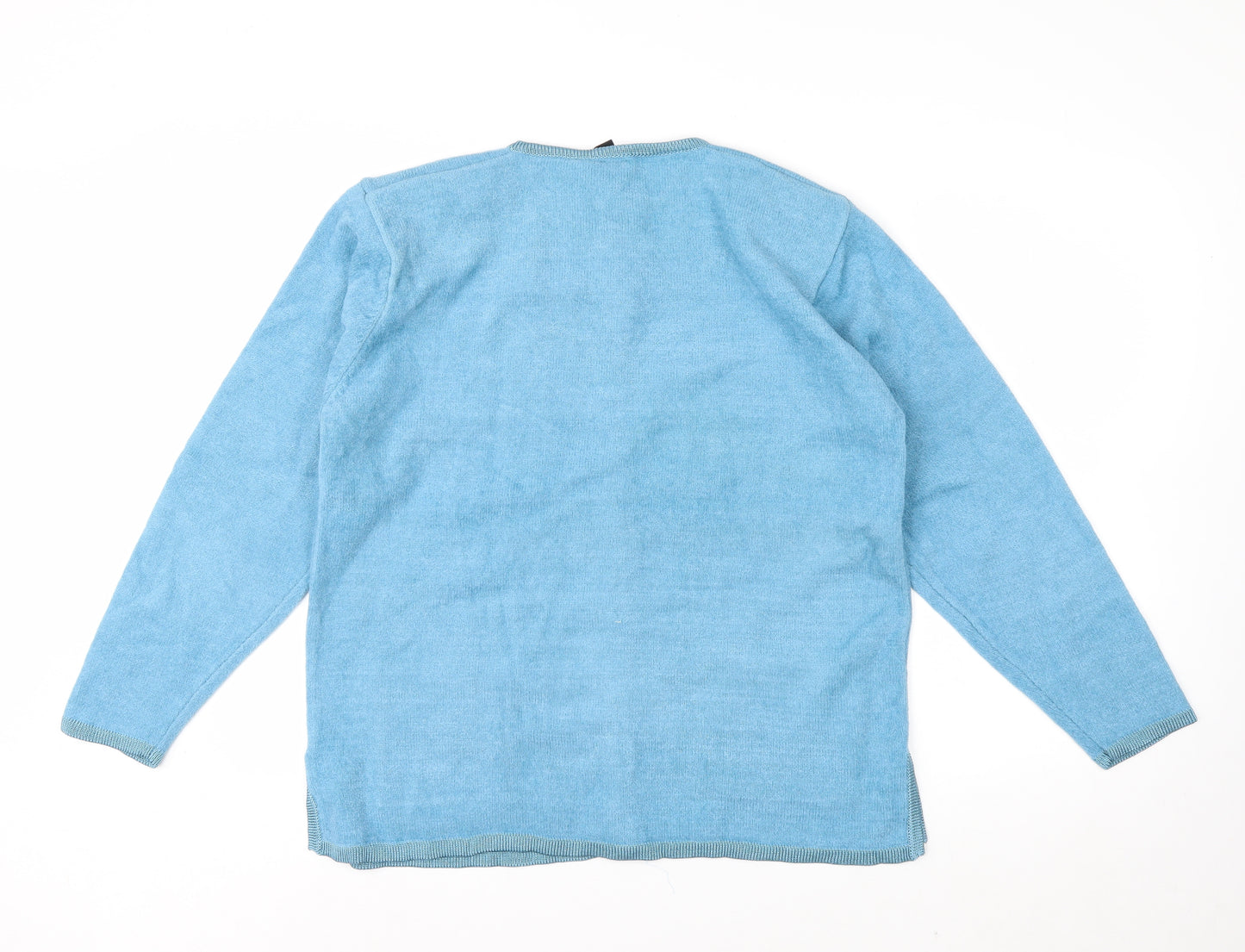Avant Garde Women Blue M/L Cardigan Embroidered Knit Long Sleeve