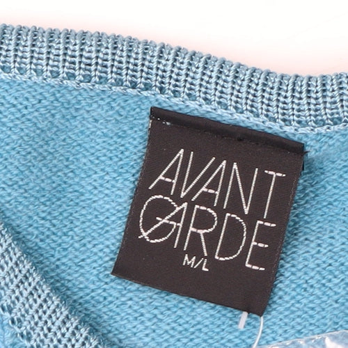 Avant Garde Women Blue M/L Cardigan Embroidered Knit Long Sleeve