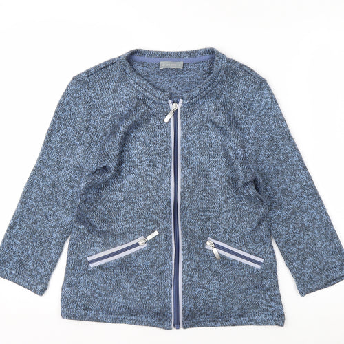 Marks and Spencer Per Una Blue Zip Knit Cardigan Women M Full Zip