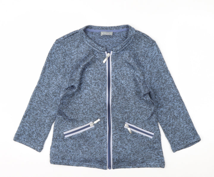 Marks and Spencer Per Una Blue Zip Knit Cardigan Women M Full Zip