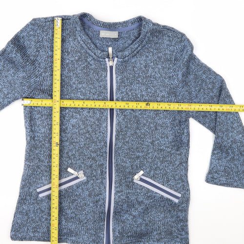 Marks and Spencer Per Una Blue Zip Knit Cardigan Women M Full Zip