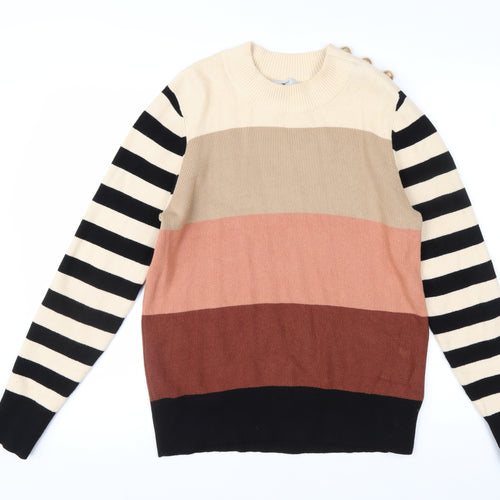 Next Women's Multicoloured Stripe Knit Crew Neck Jumper Size M