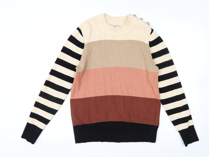 Next Women's Multicoloured Stripe Knit Crew Neck Jumper Size M