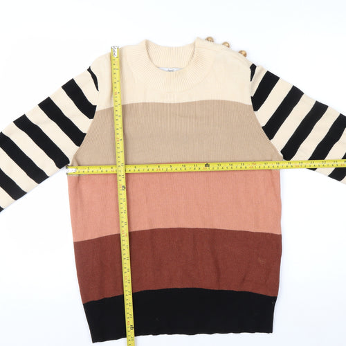 Next Women's Multicoloured Stripe Knit Crew Neck Jumper Size M