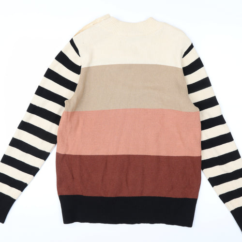 Next Women's Multicoloured Stripe Knit Crew Neck Jumper Size M
