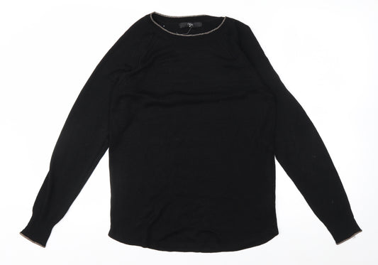 Next Women Black Size 8 Crew Neck Long Sleeve Knit Jumper