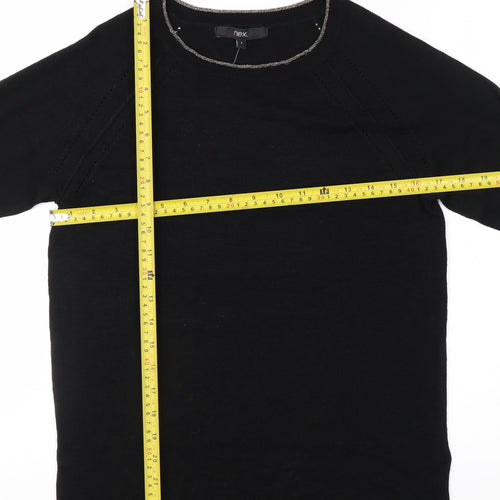 Next Women Black Size 8 Crew Neck Long Sleeve Knit Jumper