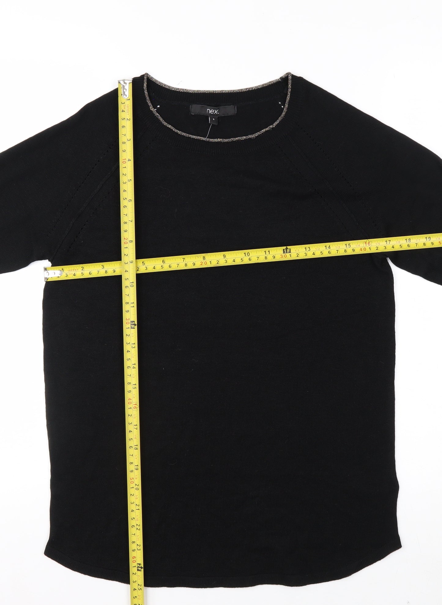 Next Women Black Size 8 Crew Neck Long Sleeve Knit Jumper
