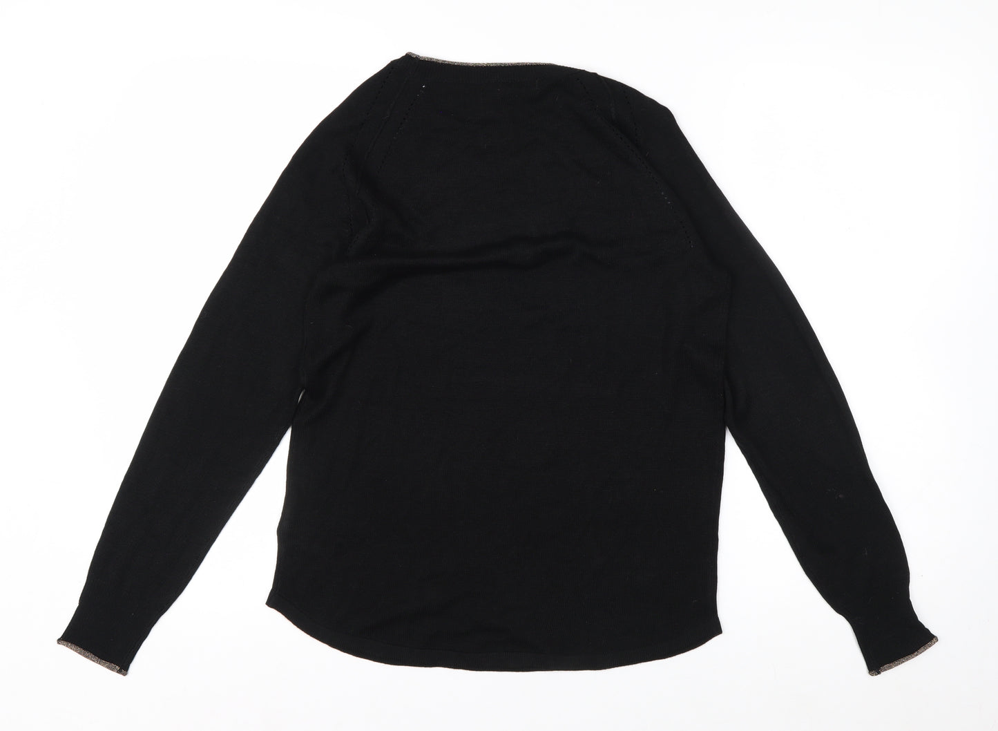 Next Women Black Size 8 Crew Neck Long Sleeve Knit Jumper