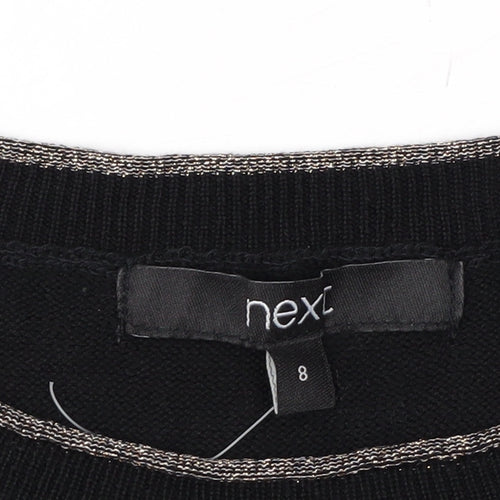Next Women Black Size 8 Crew Neck Long Sleeve Knit Jumper