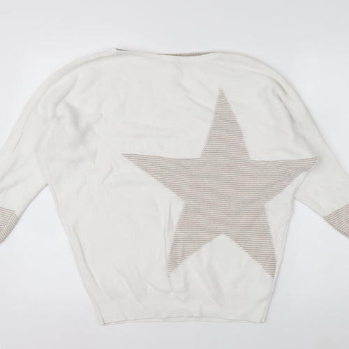 Mint Velvet Women Ivory Star Knit Relaxed Pullover Jumper Size S