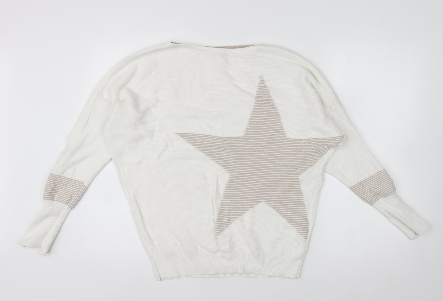 Mint Velvet Women Ivory Star Knit Relaxed Pullover Jumper Size S