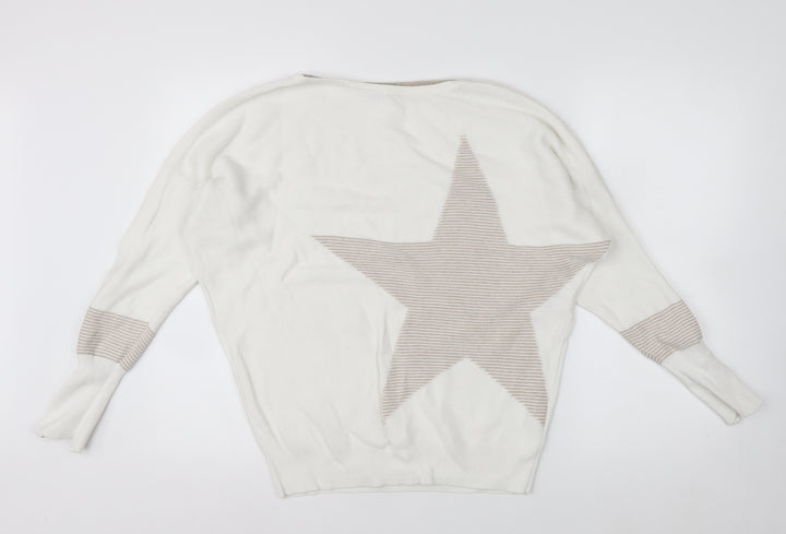 Mint Velvet Women Ivory Star Knit Relaxed Pullover Jumper Size S
