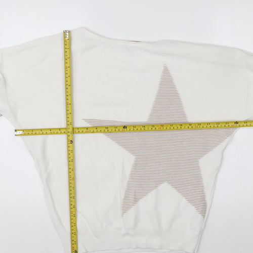 Mint Velvet Women Ivory Star Knit Relaxed Pullover Jumper Size S